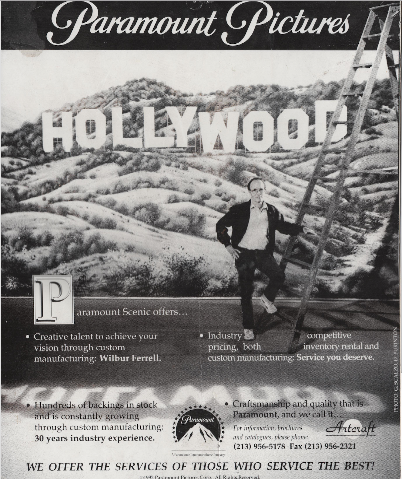 Paramount Studios advertisement featuring Wilbur Ferrell of Pyramid Scenic Corporation