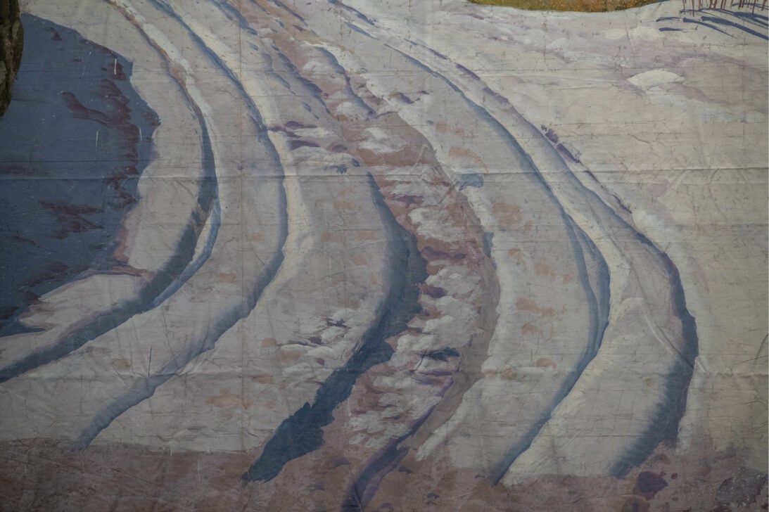 'Exterior Sussex Village, Winter' backdrop from National Velvet, detail shot