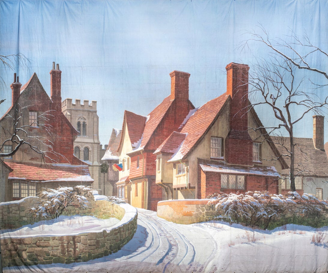 'Exterior Sussex Village, Winter' backdrop from National Velvet