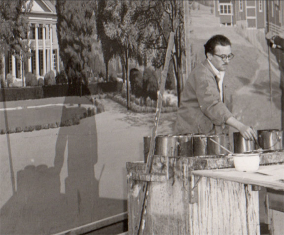 Clark Provins painting at MGM in the early 1950s.