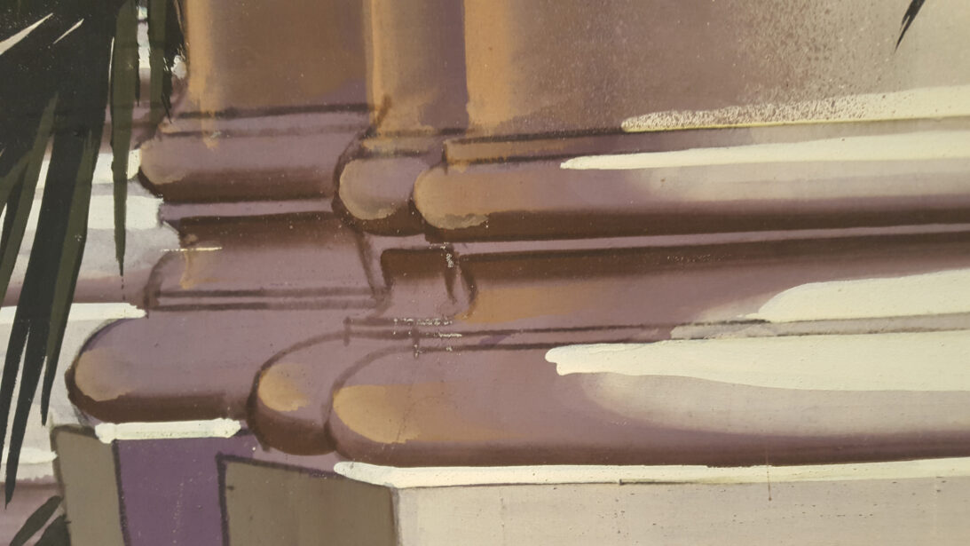 'Colonnade' backdrop from The Law and the Lady, detail shot