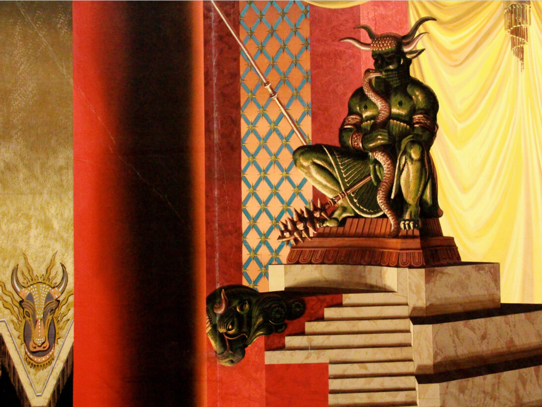 'Pagan idol' backdrop from The Prodigal, detail shot