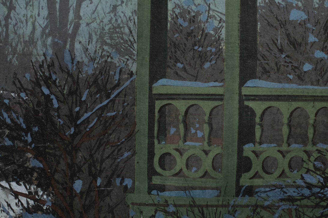 'Victorian Home, Winter' backdrop from The Seventh Cross, detail shot