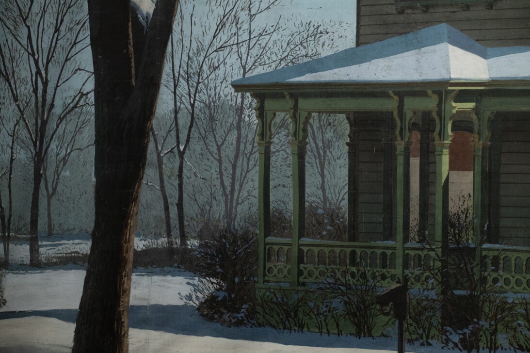 'Victorian Home, Winter' backdrop from The Seventh Cross, detail shot