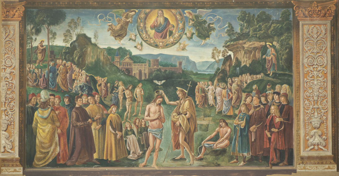 'Baptism of Christ, by Perugino' backdrop from The Shoes of the Fisherman