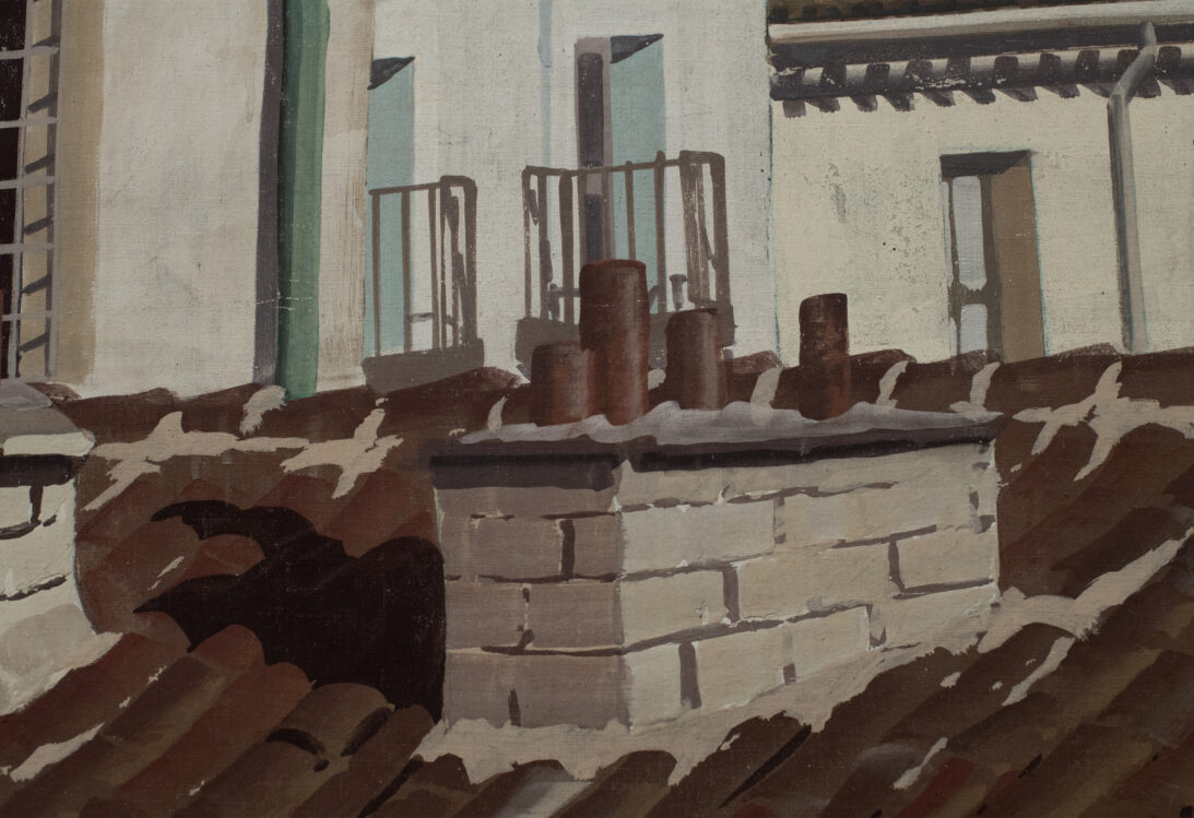 'Madrid Rooftops' backdrop from Tip on a Dead Jockey, detail shot