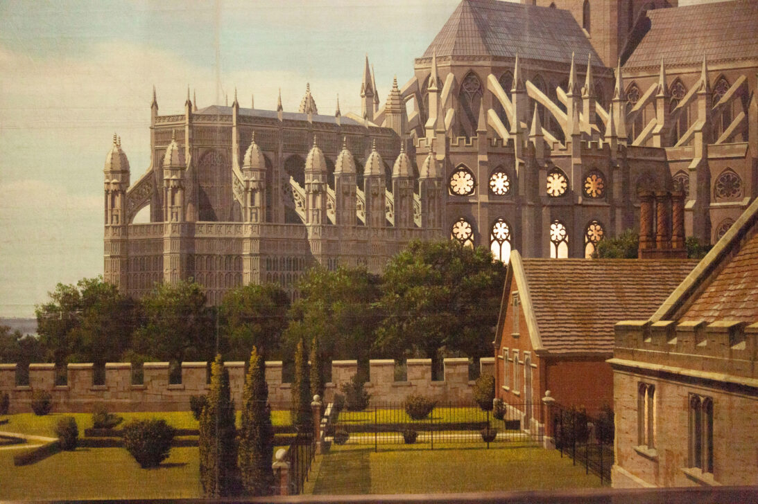 'Westminster Abbey' backdrop from Young Bess, detail shot