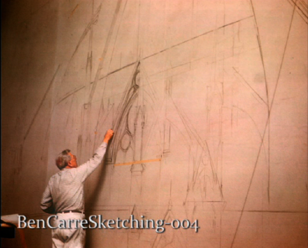 Ben Carré laying out the architectural drawing for <i>The Four Horsemen of the Apocalypse</i> (1962), MGM Scenic Art Department