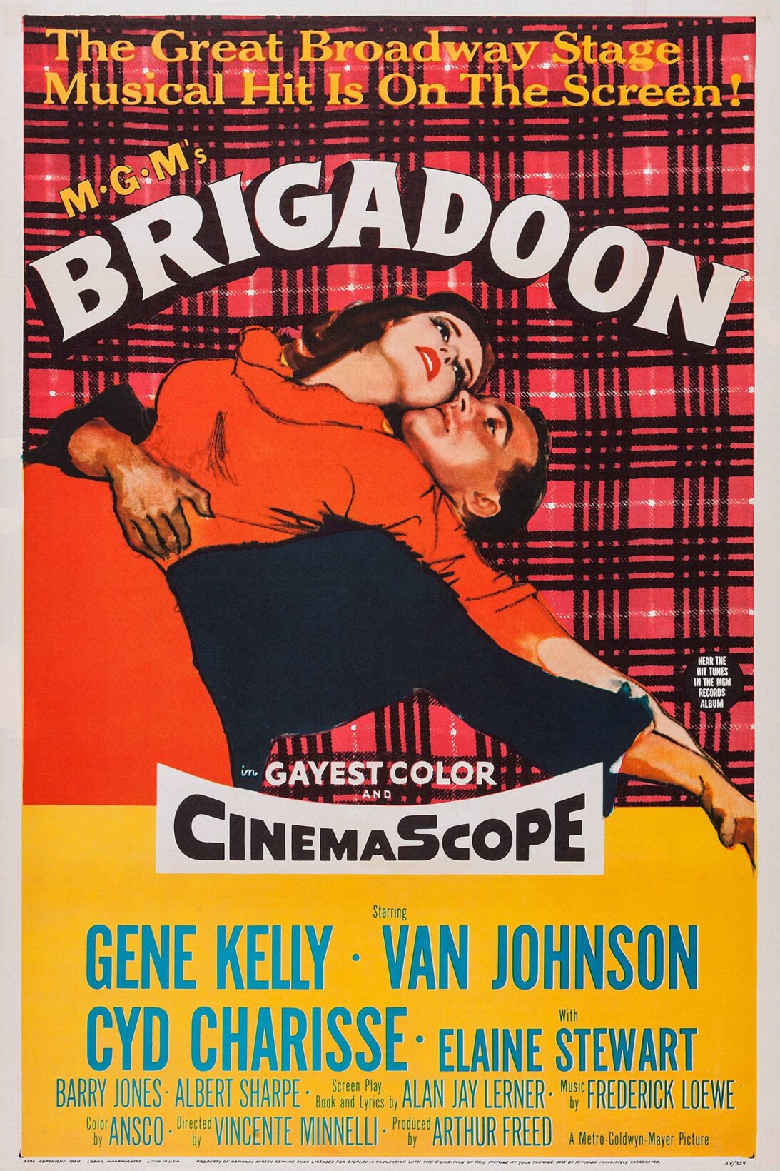 Original theatrical poster for Brigadoon (1954) featuring Gene Kelly and Cyd Charisse