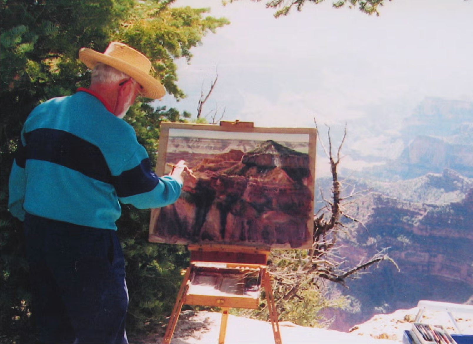Scenic artist Harry Tepker, plein air painting at the Grand Canyon. Courtesy of the Tepker Family